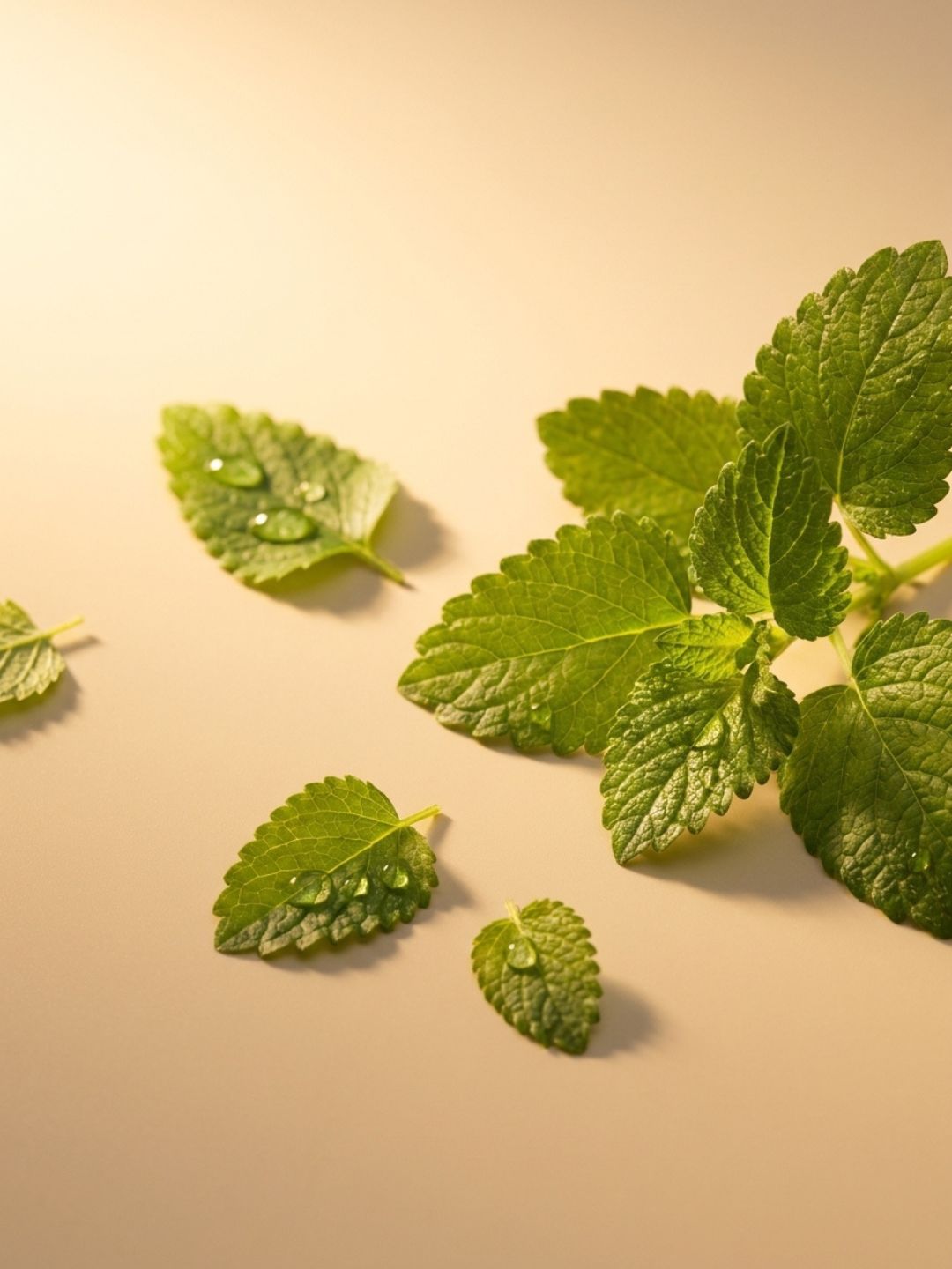 Fresh Melissa (lemon balm) leaves, one of the active ingredients in LipQ Liquorice & Melissa Lip Gel for cold sore-prone lips