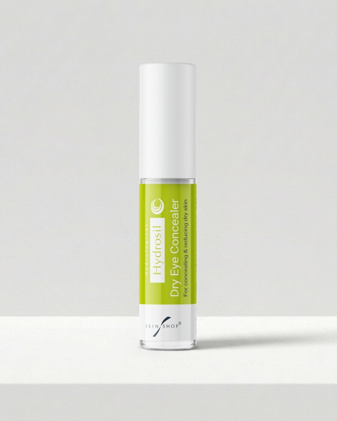 Hydrosil Dry Eye Concealer, a 5ml green and white tube for concealing and brightening dry skin around the eyes, containing Cardiospermum