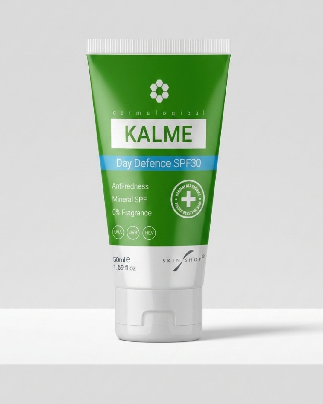 KALME Day Defence Cream SPF30 — mineral sunscreen moisturiser for rosacea-prone and sensitive skin, 50ml
