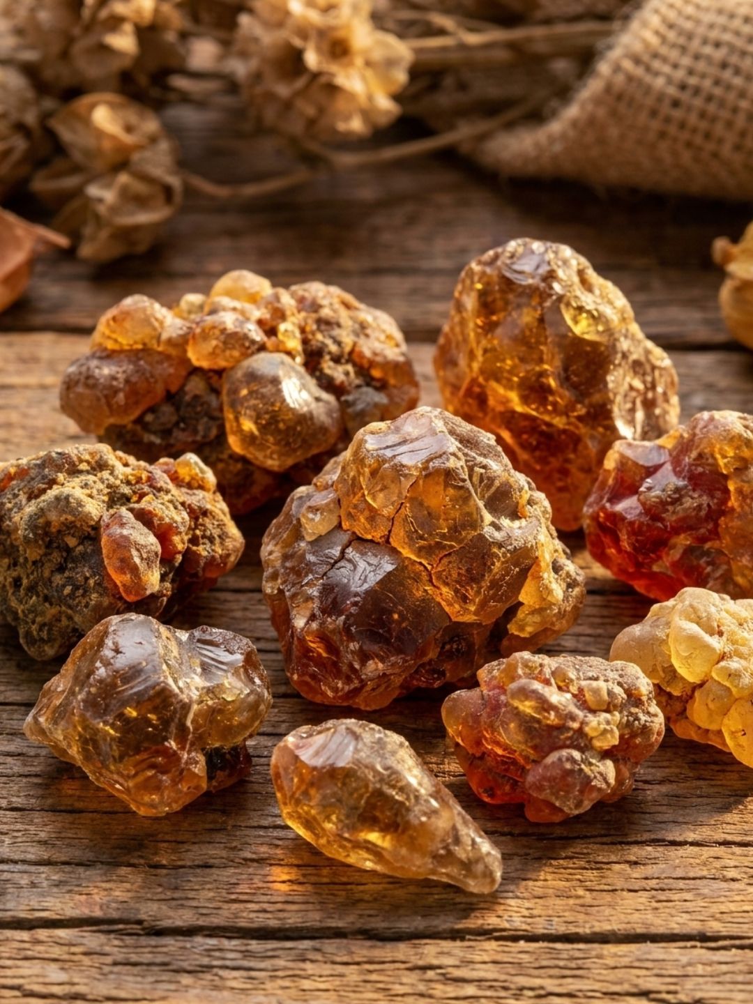 Reddish-brown myrrh resin from the Commiphora tree, a plant active in Actimas Boswellia & Commiphora joint cream