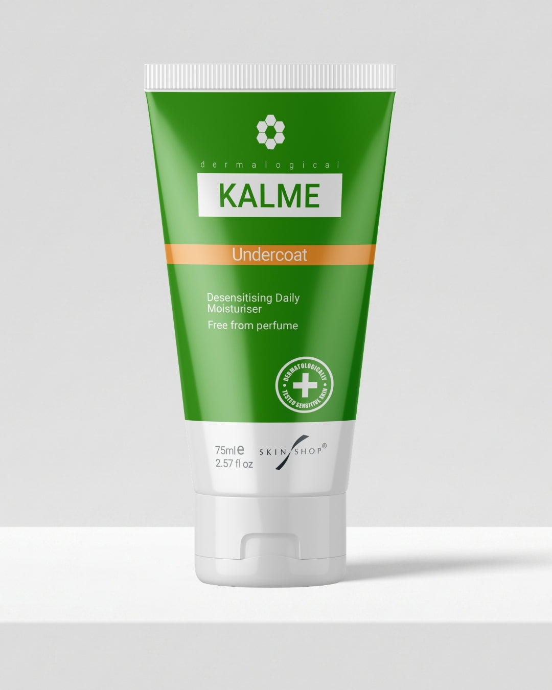 KALME Undercoat Desensitising Daily Moisturiser 75ml tube, a fragrance-free base cream for sensitive and rosacea-prone skin.